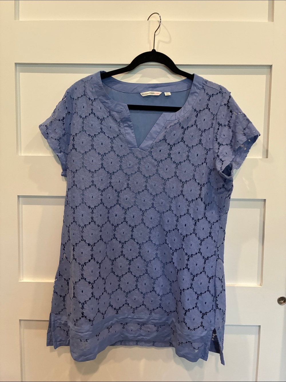 Isaac Mizrahi Periwinkle Lace Overlay Tunic
